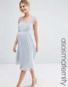 Asos Maternity Kate Lace Midi Dress - Gray