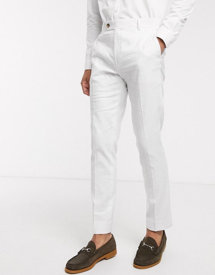 Asos Design Wedding Skinny Suit Pants In Stretch Cotton Linen In Dove Gray-grey