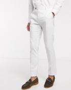 Asos Design Wedding Skinny Suit Pants In Stretch Cotton Linen In Dove Gray-grey