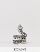 Reclaimed Vintage Inspired Ring With Snake Design And Stones In Silver Exclusive At Asos - Silver