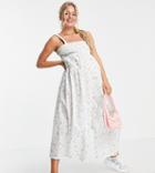 Asos Design Maternity Shirred Elastic Back Jumpsuit In Meadow Floral-multi