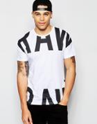 G-star T-shirt Codar 1 Crewneck Large Split Logo In White - White