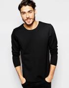 Selected Homme Laser Cut Long Sleeve Top - Black