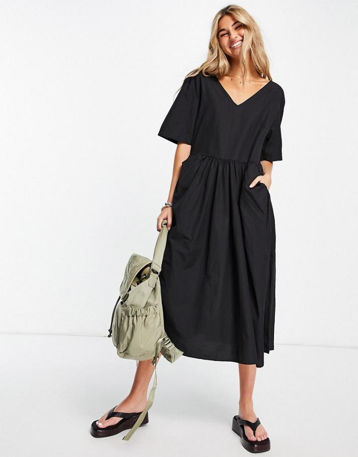 Bolongaro Trevor V-neck Pocket Smock Dress In Black