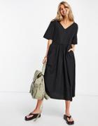 Bolongaro Trevor V-neck Pocket Smock Dress In Black