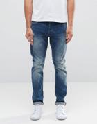 Only & Sons Rip & Repair Slim Fit Jeans With Stretch - Blue