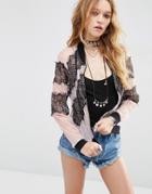 Asos Bomber Jacket In Lace And Mesh - Multi