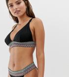 Asos Design Fuller Bust Exclusive Elastic Tape Triangle Crop Bikini Top In Black Dd-g