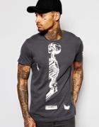 Religion Skeleton Print T-shirt - Gray