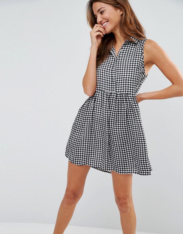 Pixie & Diamond Check Print Shift Dress - Black