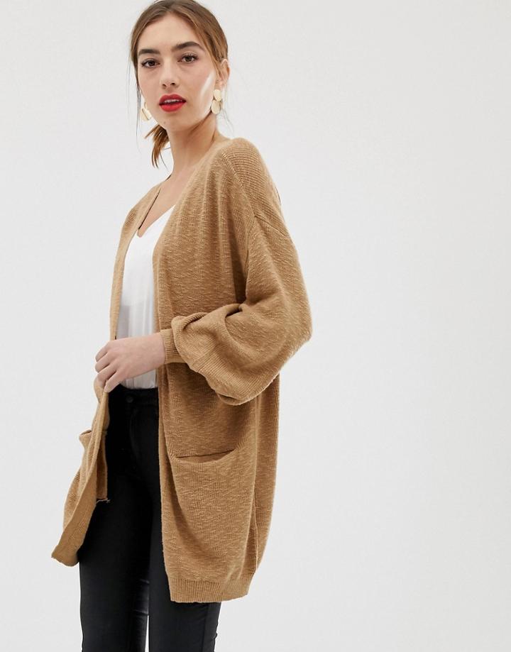 Y.a.s Oversized Rib Cardigan - Tan