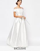 Chi Chi London Bridal Maxi Dress With Embroidery And Cap Sleeve - White