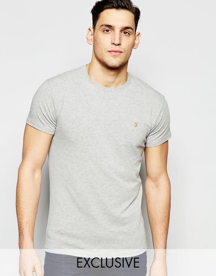 Farah T-shirt With F Logo Muscle Fit Exclusive - Rain Heath
