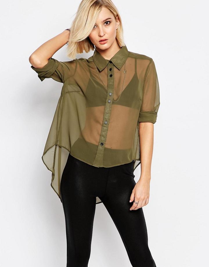Religion Whirl Shirt In Khaki Green - Khaki
