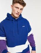 Levi's Logo Pieced Open Hem Relaxed Fit Sweatshirt In Tri Color Block White Multi