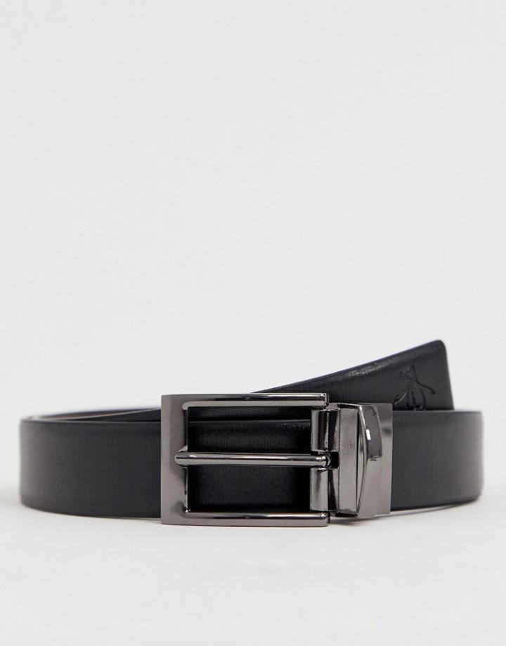 Original Penguin Reversible Belt In Black/brown - Black