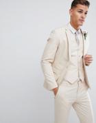 Asos Design Wedding Skinny Suit Jacket In Stretch Cotton In Stone - Stone