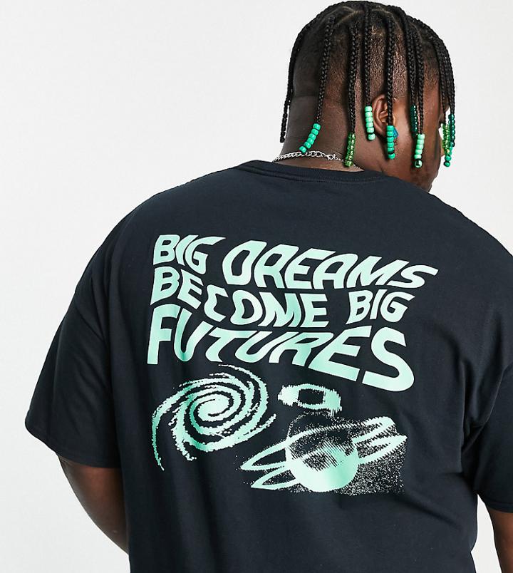 Hnr Ldn Plus Big Futures Back Printed Oversized T-shirt In Black