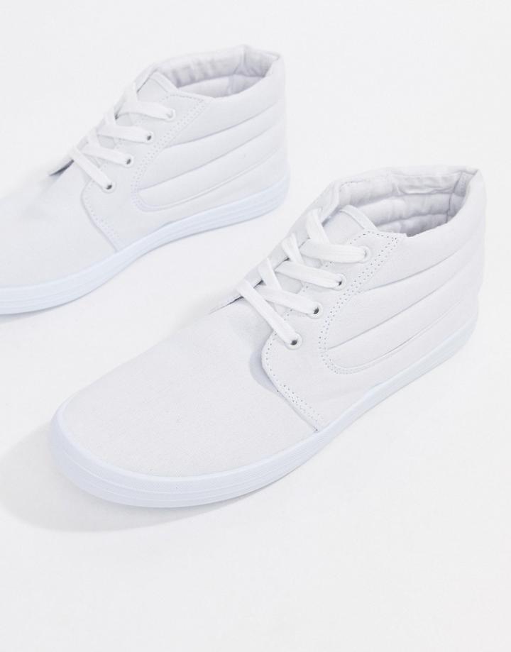 Asos Design Chukka Boots In White Canvas - White