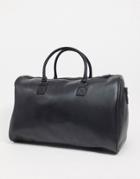 Asos Unrvlld Spply Holdall Bag In Black Faux Leather With Branded Emboss