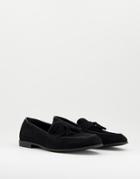Topman Black Faux Suede Piper Loafers