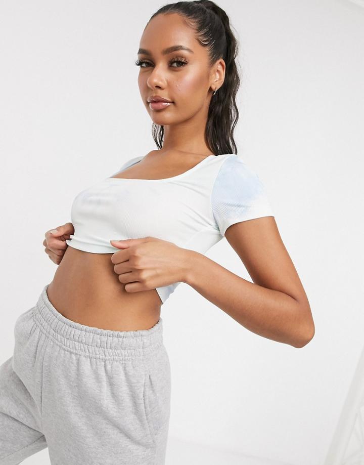 Saint Genies Loungewear Square Neck Crop Top In Multi Tie Dye