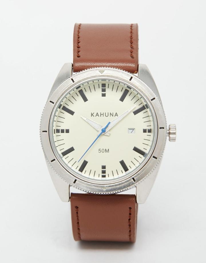 Kahuna Leather Watch In Brown - Brown