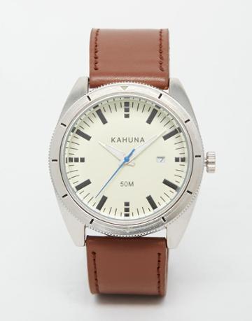 Kahuna Leather Watch In Brown - Brown