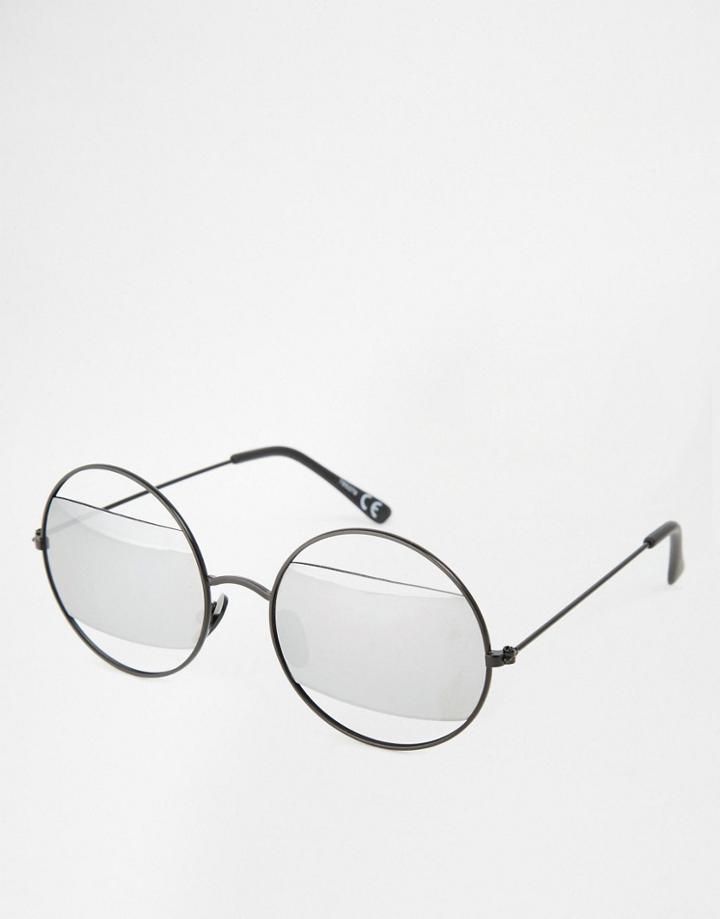 Asos Round Sunglasses With Cut Out Lens In Black - Black