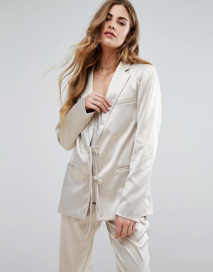Vila Sateen Blazer - White