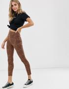 Asos Design Leopard Jacquard Skinny Pants With Seam Detail - Multi