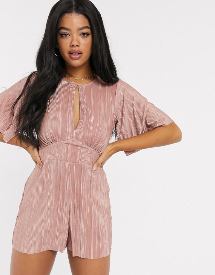 Miss Selfridge Plisse Romper In Pink