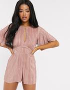 Miss Selfridge Plisse Romper In Pink