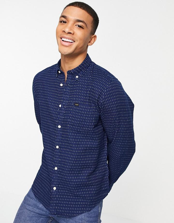 Lee Button Down Long Sleeve Shirt-navy