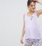 Asos Design Maternity Waving Cactus Tank And Short Set - Multi