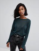 Noisy May Knitted Crew Neck Sweater - Green