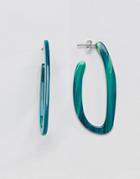 Nylon Resin Curved Hoop Earrings - Green