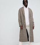 The New County Longline Overcoat In Brown Check - Brown