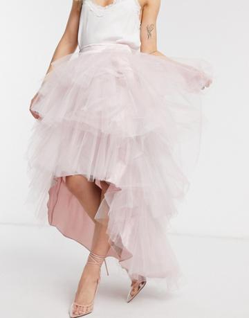 Chi Chi London Tiered Skirt In Mink-pink