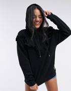 River Island Frill Front Two-piece Hoody In Black