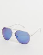 Jeepers Peepers Women's Square Sunglasses With Blue Lens In Silver