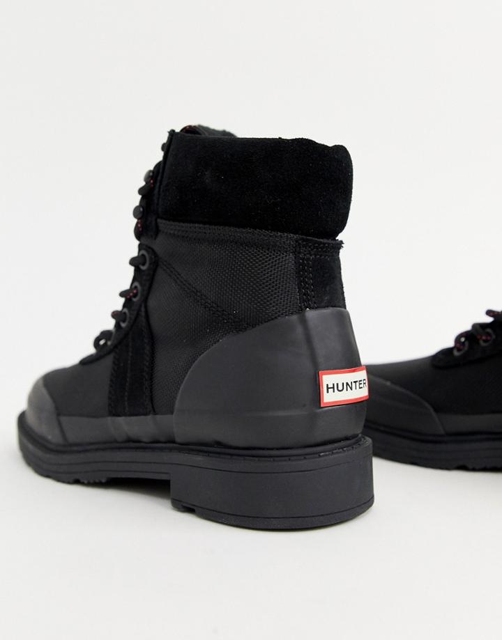 Hunter Insulated Black Leather Hiker Boots