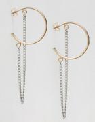 Monki Hoop Chain Earrings - Gold