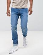 Mango Man Slim Jeans In Mid Wash - Blue