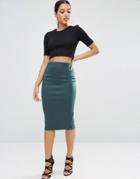 Asos Pencil Skirt In Scuba - Green