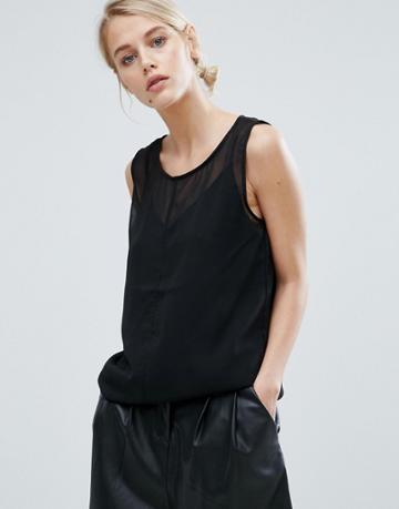 Storm & Marie Beat Mesh Panel Tank Top - Black