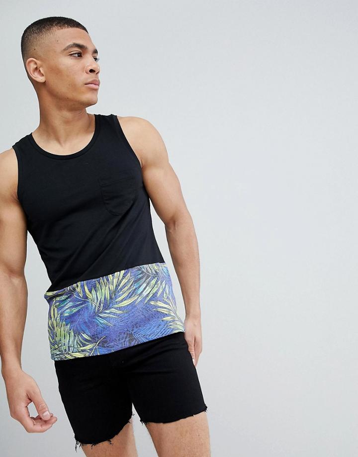 Another Influence Tropical Color Block Tank - Black