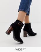 New Look Wide Fit Ring Detail Heeled Boot In Black - Black