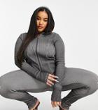 Asos Design Curve Hoodie Set With Contour Seaming In Washed Gray-grey