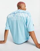 Asos Dark Future Oversized T-shirt With Large Logo Back Print In Cabana Blue-blues